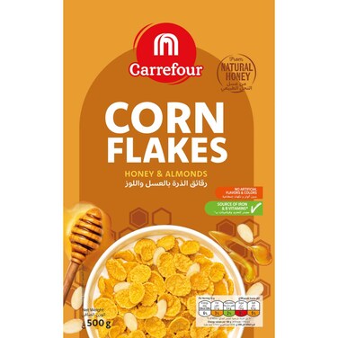 Carrefour Honey and Almonds Flavoured Corn Flakes, 500g