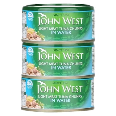 John West Light Meat Tuna Chunks in Water, 170g Pack of 3