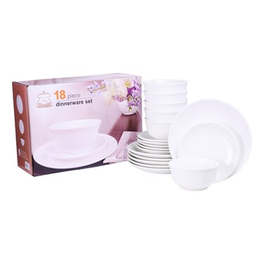 Shallow Dinner Set White 18 PCS