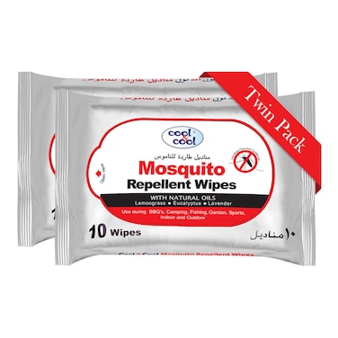 Cool &amp; Cool Mosquito Repellent Wipes 10 Wipes Pack of 2