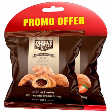 Lacrema Mini Croissants with Cocoa Cream Filling Special Offer, 210g, Pack of 2