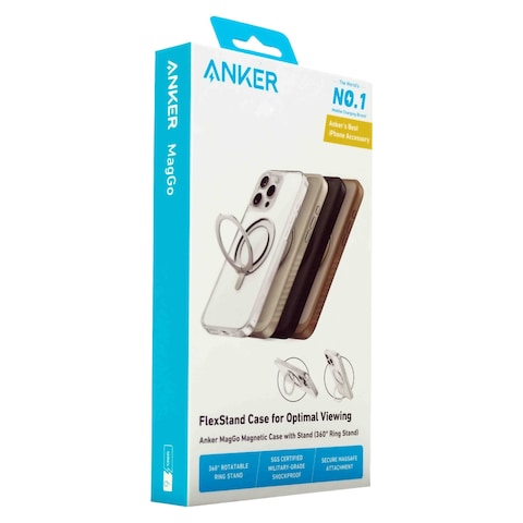 Anker MagGo Magnetic Case Cover with 360-degree Ring Stand for Apple iPhone 16 Pro Black