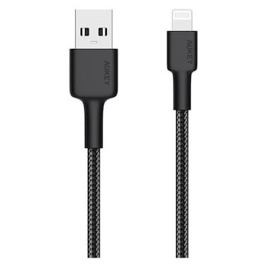 Aukey Impulse Nylon Braided AL USB-A To Lightning Data Sync And Charging Cable Black 0.9m