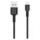 Aukey Impulse Nylon Braided AL USB-A To Lightning Data Sync And Charging Cable Black 0.9m