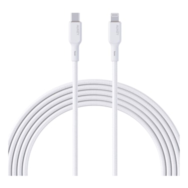 Aukey Circlet CL Nylon Braided USB-C To Lightning Data Sync And Charging Cable White 1m