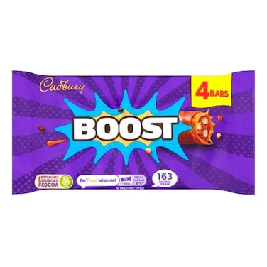 Cadbury Boost Milk Chocolate with Caramel and Biscuit 4 Bars 126g