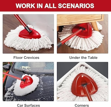 Spin Mop Heads Replacement Compatible with Vileda/O-cedar Easy Wring Spin Mop &amp; Bucket System, O - Ceda Dust Mop Head Replacement for Floor Cleaning, Triangle Shape (4 Pieces) (White)