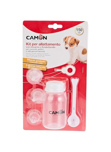 Camon Nursing Bottle Set with Measuring Spoon and Teat Piercing Needle, 150 ml Capacity, White