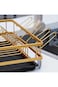 Sleek aluminum dish rack with drain tray, holds dishes and utensils, keeps counters dry and tidy.