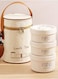 Stainless Steel Lunch Box Set 3 Pcs With Thermal Insulated Bag Colour White