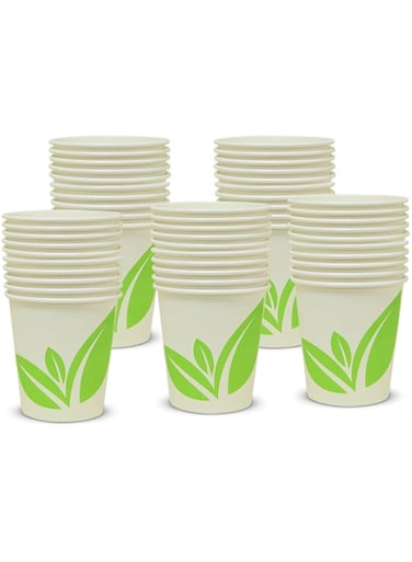 Cleaning Superstore Paper Cup 7oz, Biodegradable White Disposable Paper Cup For Drinking Tea, Coffee, Water, Juice, &amp; Soft- Drink   Party, Home &amp; Office Use 7oz, Pack of 50-Pieces