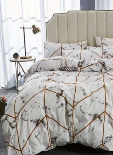 Home Queen size 6 piece bedding set without filling marble design.