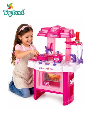 Pretend Cooking Kitchen Set with Accessories, Lights, Sound &amp; Realistic Features