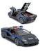 Die-Cast Police Supercar Model with Lights &amp; Sound &ndash; 1:24 Scale Pull-Back Toy Car-Black