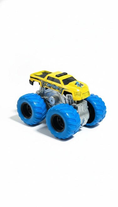1:64 Scale Monster Truck Mini Toy Car for Kids &ndash; Pull Back Action Vehicle with Big Wheels-Yellow
