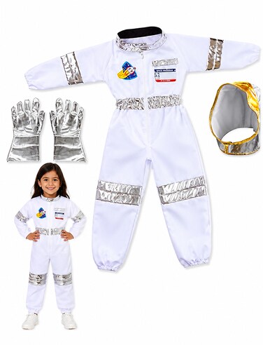 Kids Astronaut Costume &ndash; Space Explorer Jumpsuit with Helmet &amp; Gloves