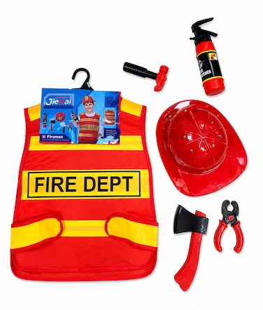 Kids Firefighter Role Play Set with Helmet, Vest &amp; Accessories, Pretend Play Toy