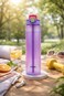 1000ml Frosted Water Bottle with Straw &ndash; Leakproof Reusable Sports Bottle with Carry Strap -Purple