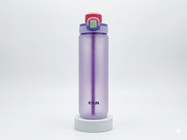 1000ml Frosted Water Bottle with Straw &ndash; Leakproof Reusable Sports Bottle with Carry Strap -Purple