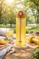 1000ml Frosted Water Bottle with Straw &ndash; Leakproof Reusable Sports Bottle with Carry Strap-Yellow
