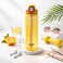 1000ml Frosted Water Bottle with Straw &ndash; Leakproof Reusable Sports Bottle with Carry Strap-Yellow