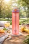 1000ml Frosted Water Bottle with Straw &ndash; Leakproof Reusable Sports Bottle with Carry Strap -Pink
