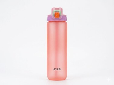1000ml Frosted Water Bottle with Straw &ndash; Leakproof Reusable Sports Bottle with Carry Strap -Pink