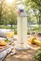 1000ml Frosted Water Bottle with Straw &ndash; Leakproof Reusable Sports Bottle with Carry Strap -Blue