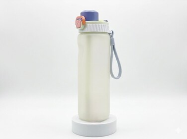 1000ml Frosted Water Bottle with Straw &ndash; Leakproof Reusable Sports Bottle with Carry Strap -Blue