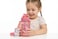 Kids Printed Water Bottle 550ML  Drinking Bottle with Flip Lock Lid and Carry Strap-Pink