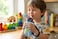 Kids Printed Water Bottle 550ML Drinking Bottle with Flip Lock Lid and Carry Strap-Blue