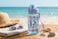 Kids Printed Water Bottle 550ML  Drinking Bottle with Flip Lock Lid and Carry Strap-Green