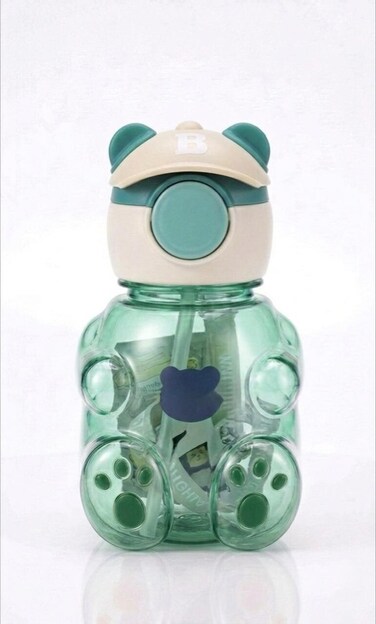 Kids Water Bottle 750ML  Drinking Bottle with Straw Lid and Carry Strap-Green