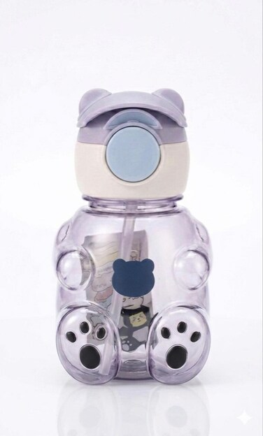 Kids Water Bottle 750ML  Drinking Bottle with Straw Lid and Carry Strap-Purple