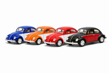 4pcs 1:32 Scale 1967 Volkswagen Classical Beetle Diecast Model Car with Opening Doors