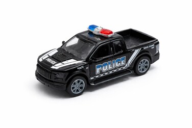 Police Pickup Truck Die-Cast Toy Car with Light Bar, Detailed Design and Smooth Rolling Wheels