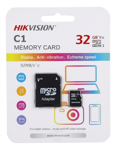 Hikvision C1 32GB MicroSDHC Memory Card V10 with Adapter &ndash; Reliable Storage up to 92MB/s