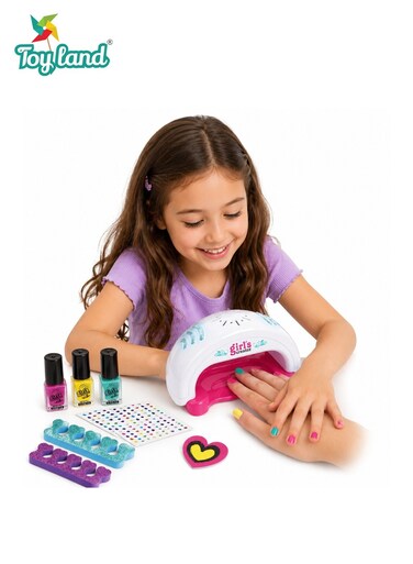 Girls Nail Art Studio Set with Nail Dryer &ndash; Creative DIY Manicure Kit with Polish, Stickers &amp; Accessories for Kids