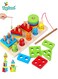 Wooden Fishing Game Toy Set for Kids &ndash; Magnetic Fishing Four-Post Puzzle Board with Shapes Sorting, Hand-Eye Coordination &amp; Early Learning Educational Toy (36+ Months)
