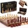 Wooden Chess &amp; Checkers Set 15 Inch Magnetic Folding Board &ndash; Premium Wooden Pieces, Travel-Friendly Storage Case, Strategy Board Game for Kids &amp; Adults