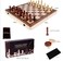 Wooden Chess &amp; Checkers Set 15 Inch Magnetic Folding Board &ndash; Premium Wooden Pieces, Travel-Friendly Storage Case, Strategy Board Game for Kids &amp; Adults