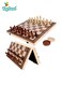 Wooden Chess &amp; Checkers Set 15 Inch Magnetic Folding Board &ndash; Premium Wooden Pieces, Travel-Friendly Storage Case, Strategy Board Game for Kids &amp; Adults
