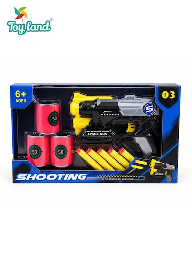 Space Gun Shooting Toy Set with Foam Darts and Target Cans for Kids Ages 6+ &ndash; Safe Soft Bullet Blaster Play Set for Indoor and Outdoor Fun