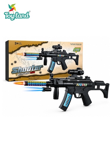 Shooter Military Gun Toy with Flashing Lights and Sound Effects &ndash; Battery Operated Pretend Play Toy Gun for Kids 3+ Years