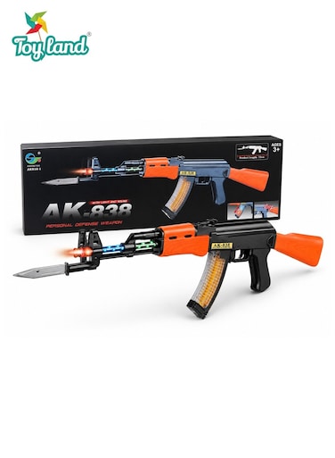 Toyland AK-838 Military Toy Gun with Flashing Lights and Sound Effects &ndash; Battery Operated Pretend Play Rifle Toy for Kids 3+ Years