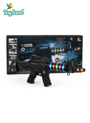 Super Power Combat Toy Gun with Flashing LED Lights and Sound Effects &ndash; Battery Operated Pretend Play Rifle Toy for Kids 3+ Years