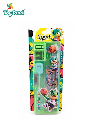 Basketball Theme Pencil Box Set with LED Table Lamp, Sharpener and Stationery Accessories for Kids School Use