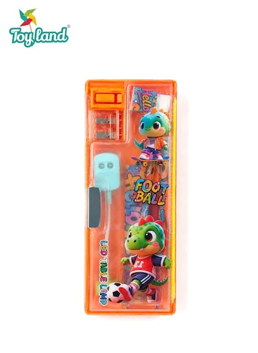 Basketball Theme Pencil Box Set with LED Table Lamp, Sharpener and Stationery Accessories for Kids School Use