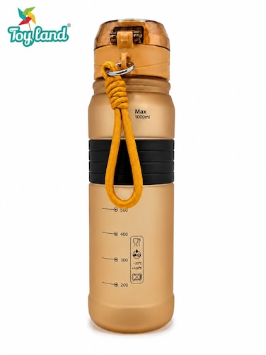 Portable Sports Water Bottle with Wrist Strap &ndash; Leakproof Reusable BPA-Free Drinking Bottle for School, Gym, Travel &amp; Outdoor Use, Light brown 500ml