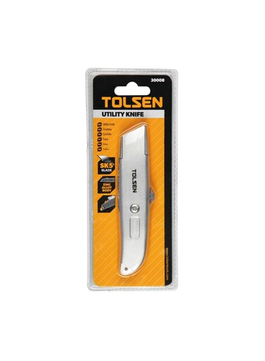 Tolsen SK5 Utility Knife with Zinc Alloy Body, Heavy Duty Retractable Cutter Knife for Carton Box, Packaging, DIY and General Purpose Cutting Tool